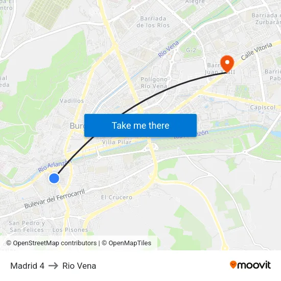 Madrid 4 to Rio Vena map
