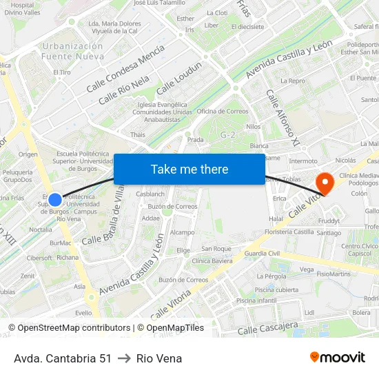 Avda. Cantabria 51 to Rio Vena map