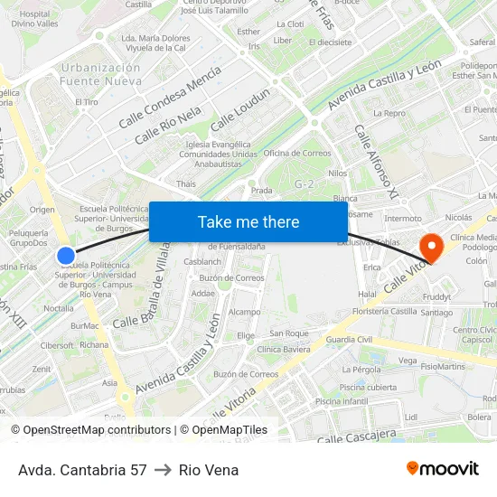 Avda. Cantabria 57 to Rio Vena map