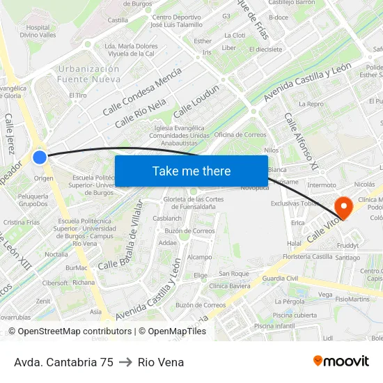 Avda. Cantabria 75 to Rio Vena map
