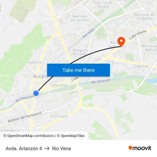 Avda. Arlanzón 4 to Rio Vena map