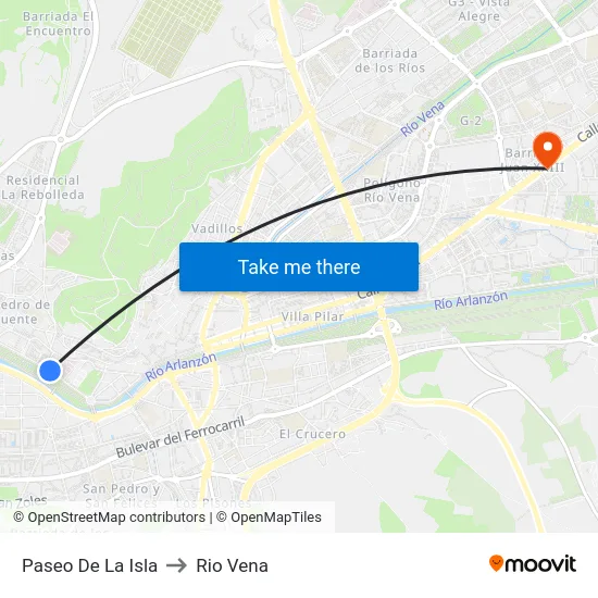 Paseo De La Isla to Rio Vena map