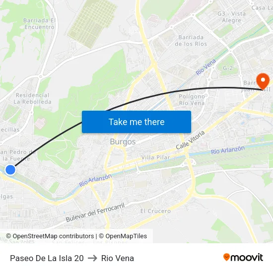 Paseo De La Isla 20 to Rio Vena map