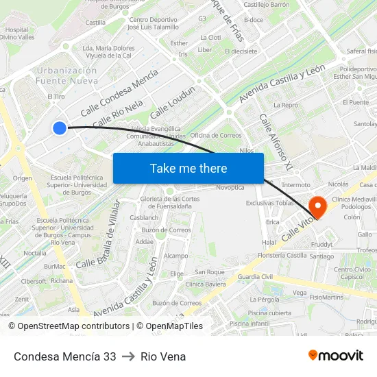 Condesa Mencía 33 to Rio Vena map