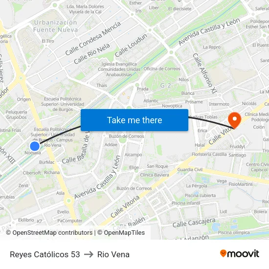 Reyes Católicos 53 to Rio Vena map