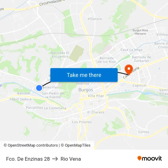 Fco. De Enzinas 28 to Rio Vena map
