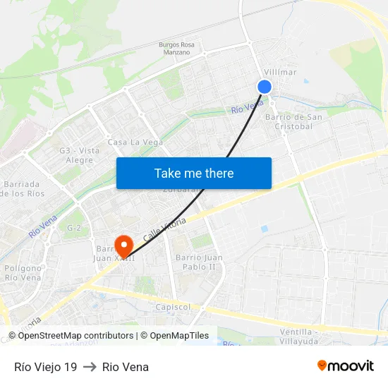 Río Viejo 19 to Rio Vena map