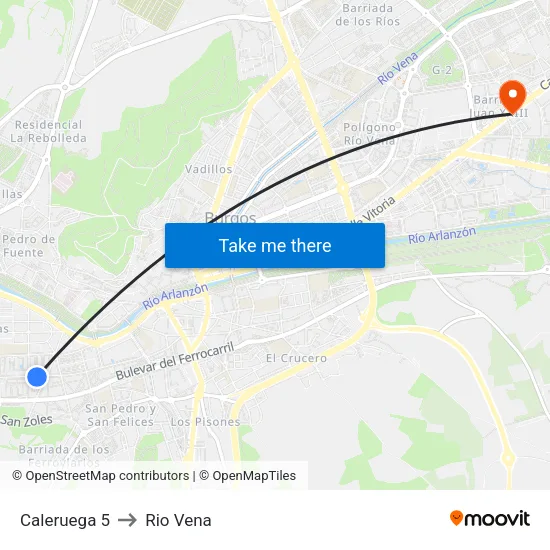 Caleruega 5 to Rio Vena map