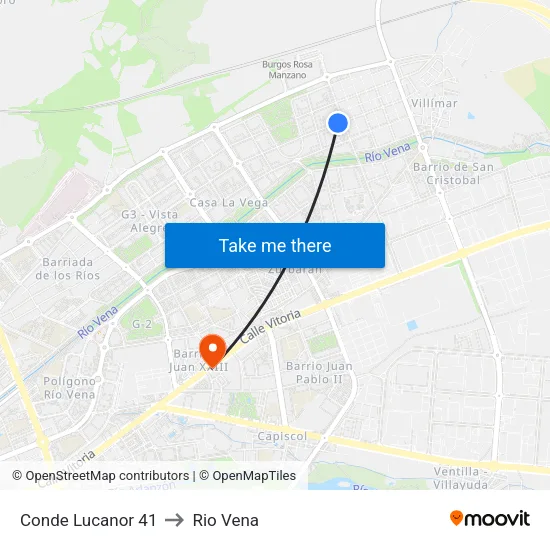 Conde Lucanor 41 to Rio Vena map