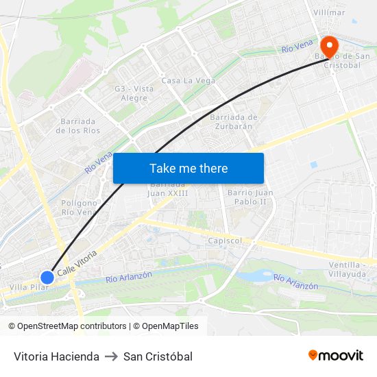 Vitoria - Hacienda to San Cristóbal map