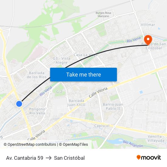 Avda. Cantabria 57 to San Cristóbal map