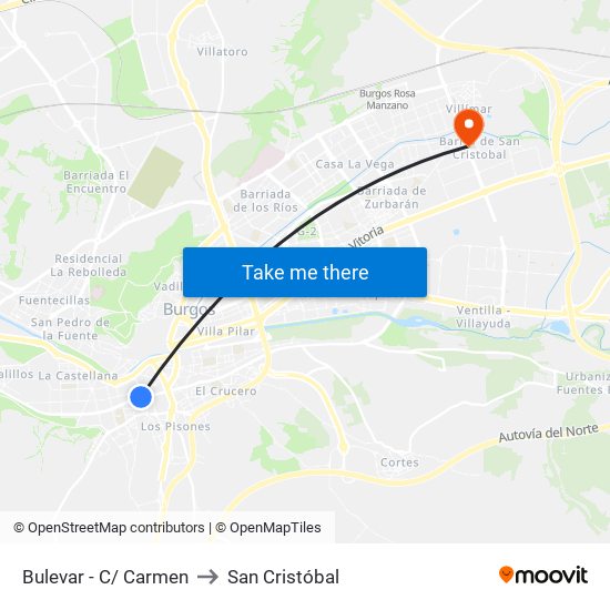 Bulevar - Sta. Dorotea to San Cristóbal map