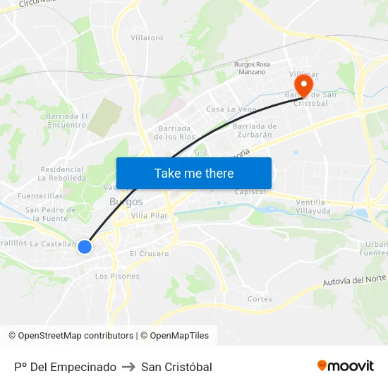 Pº Del Empecinado to San Cristóbal map
