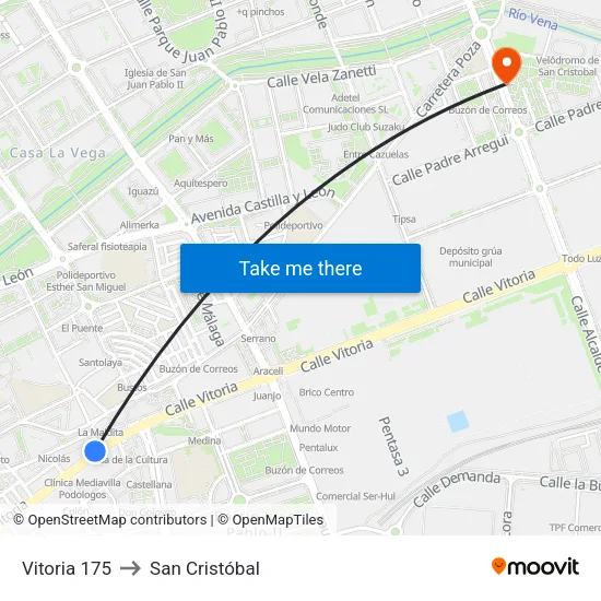 Vitoria 175 to San Cristóbal map