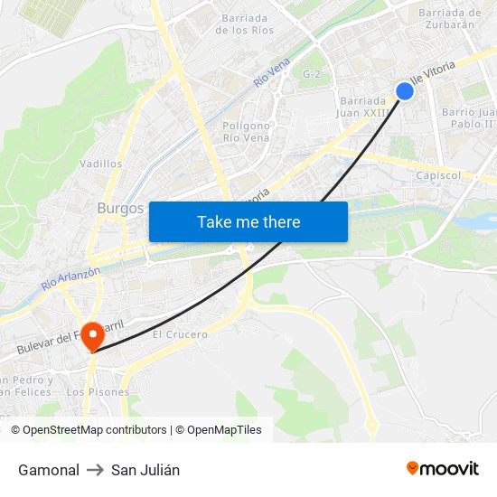 Gamonal to San Julián map