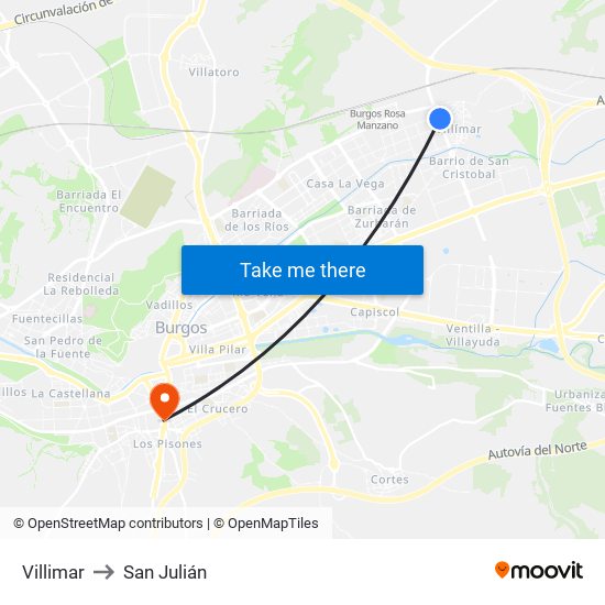 Villimar to San Julián map