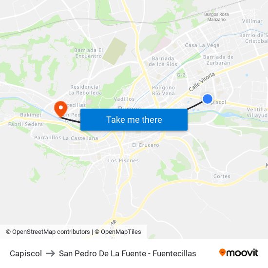Capiscol to San Pedro De La Fuente - Fuentecillas map