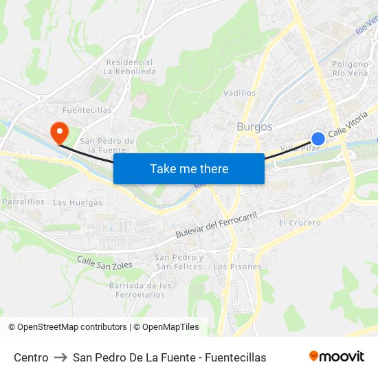 Centro to San Pedro De La Fuente - Fuentecillas map