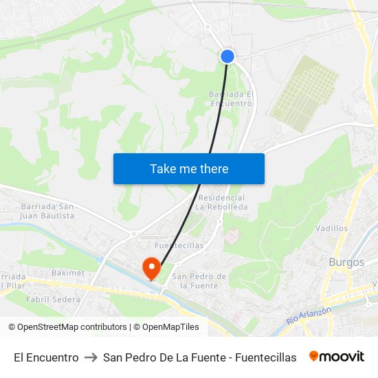 El Encuentro to San Pedro De La Fuente - Fuentecillas map