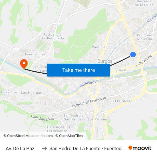 Avda. De La Paz 32 to San Pedro De La Fuente - Fuentecillas map