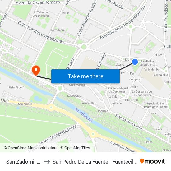 San Zadornil 23 to San Pedro De La Fuente - Fuentecillas map