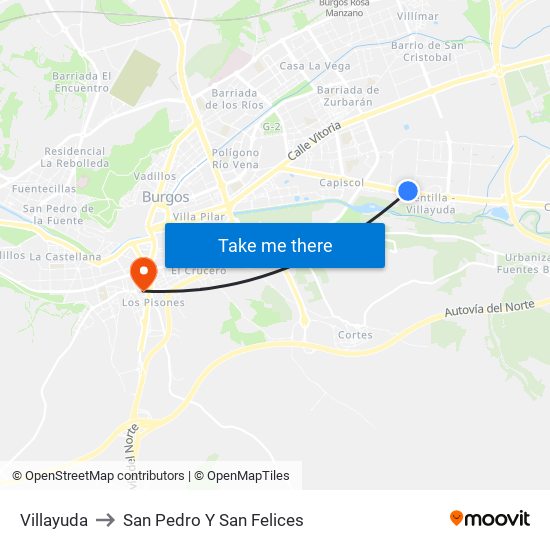 Villayuda to San Pedro Y San Felices map