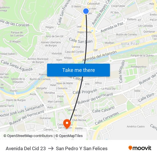 Avda. Del Cid 23 to San Pedro Y San Felices map