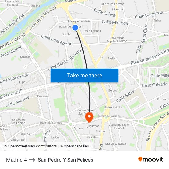 Madrid 4 to San Pedro Y San Felices map