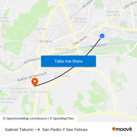 Gabriel Taborín to San Pedro Y San Felices map