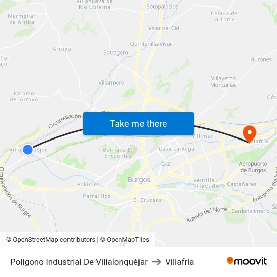 Polígono Industrial De Villalonquéjar to Villafría map