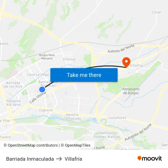 Barriada Inmaculada to Villafría map