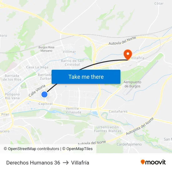 Derechos Humanos 36 to Villafría map