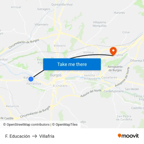 F. Educación to Villafría map