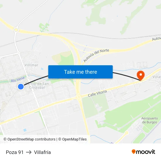 Poza 91 to Villafría map