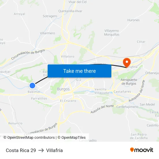 Costa Rica 29 to Villafría map