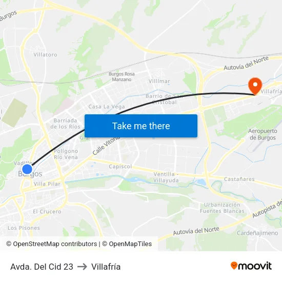 Avda. Del Cid 23 to Villafría map