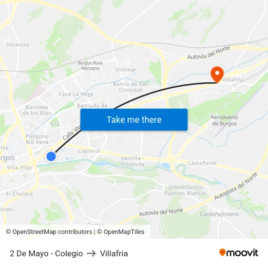 2 De Mayo - Colegio to Villafría map