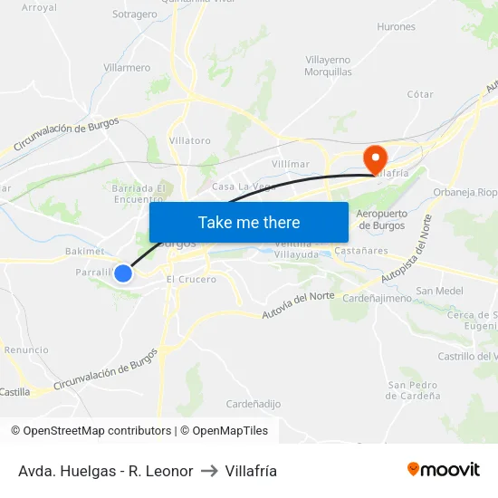 Avda.  Huelgas - R. Leonor to Villafría map