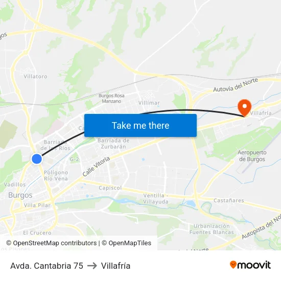Avda. Cantabria 75 to Villafría map