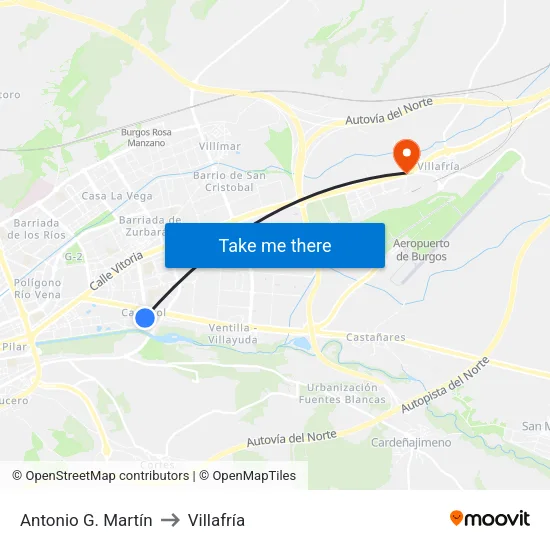 Antonio G. Martín to Villafría map