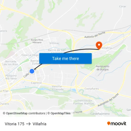 Vitoria 175 to Villafría map