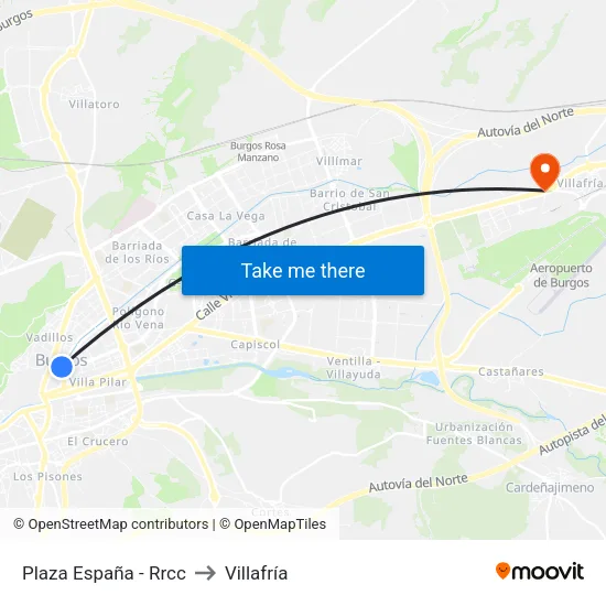 Plaza España - Rrcc to Villafría map