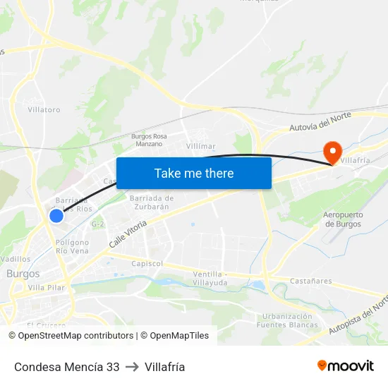 Condesa Mencía 33 to Villafría map