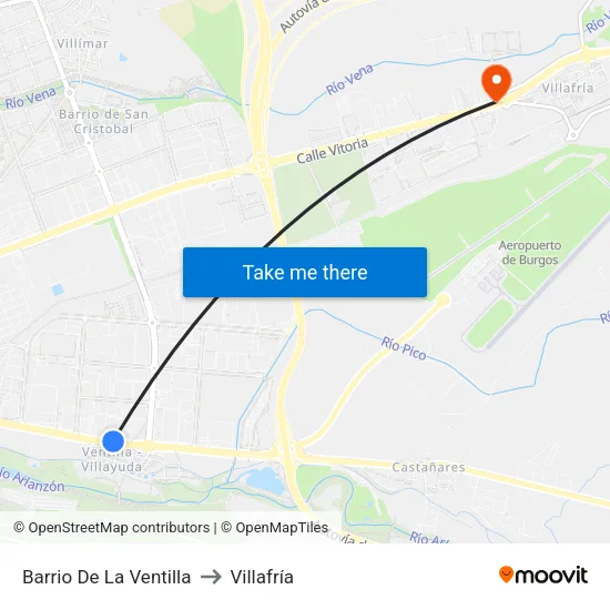 Barrio De La Ventilla to Villafría map