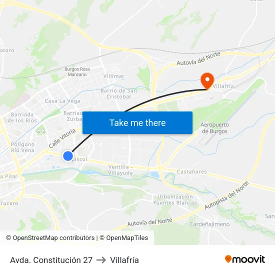 Avda. Constitución 27 to Villafría map