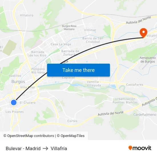 Bulevar - Madrid to Villafría map