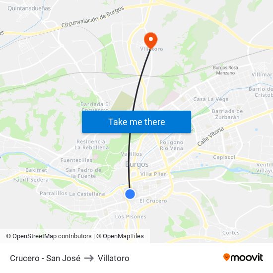 Crucero - San José to Villatoro map