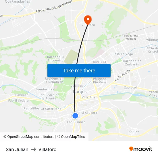 San Julián to Villatoro map