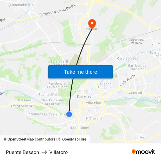 Puente Besson to Villatoro map