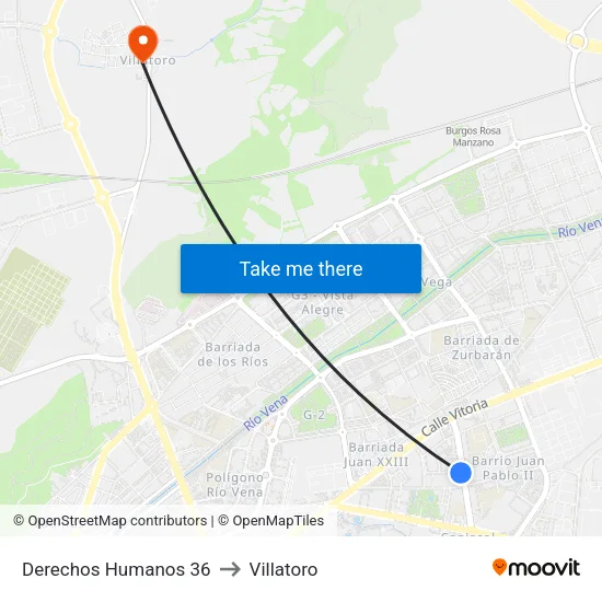 Derechos Humanos 36 to Villatoro map